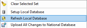 NASIS Client NASIS menu with Refresh Local Database menu option highlighted