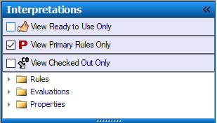 NASIS Client Interpretations tab selected in the table of contents showing View Primary Rules Only option is checked