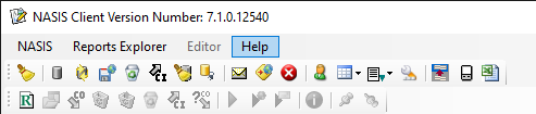 NASIS Client menu bar with the help menu highlighted