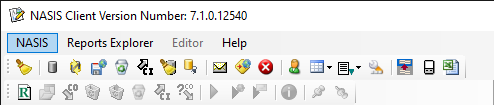 NASIS Client menu bar with the NASIS menu highlighted