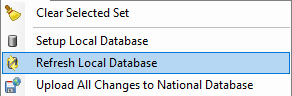 NASIS Client NASIS menu with Refresh Local Database menu option highlighted NASIS Client NASIS menu with Refresh Local Database menu option highlighted