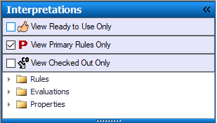 NASIS Client Interpretations tab selected in the table of contents showing View Primary Rules Only option is checked NASIS Client Interpretations tab selected in the table of contents showing View Primary Rules Only option is checked