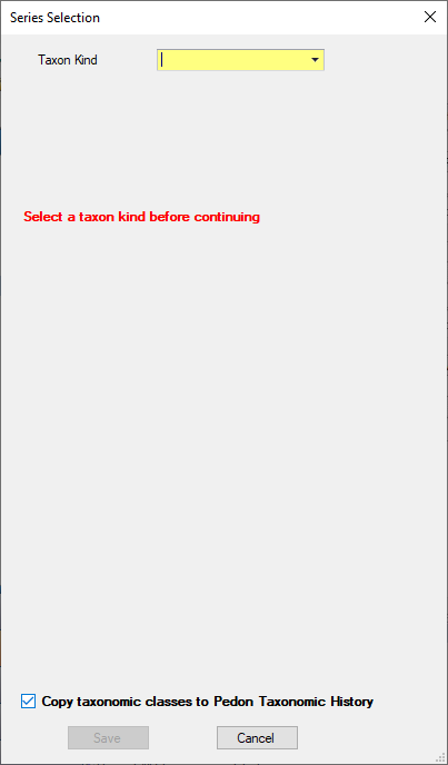 NASIS Client Series Selection window NASIS Client Series Selection window